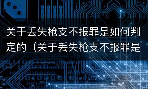 关于丢失枪支不报罪是如何判定的（关于丢失枪支不报罪是如何判定的呢）