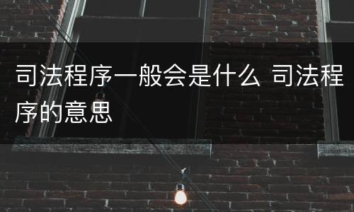 司法程序一般会是什么 司法程序的意思