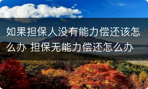如果担保人没有能力偿还该怎么办 担保无能力偿还怎么办