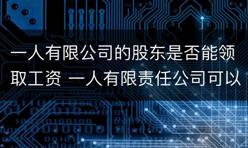 一人有限公司的股东是否能领取工资 一人有限责任公司可以给股东发工资吗