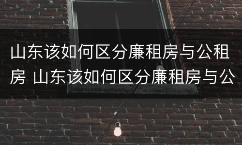 山东该如何区分廉租房与公租房 山东该如何区分廉租房与公租房的区别