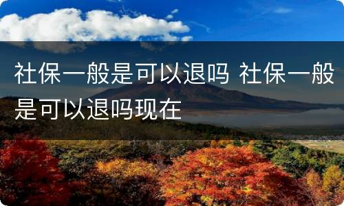 社保一般是可以退吗 社保一般是可以退吗现在