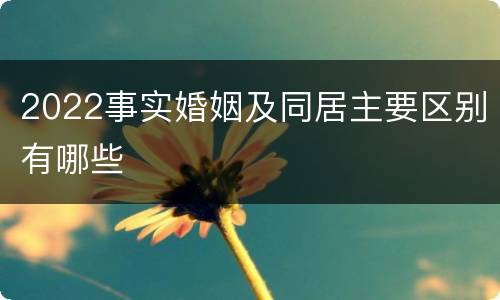 2022事实婚姻及同居主要区别有哪些