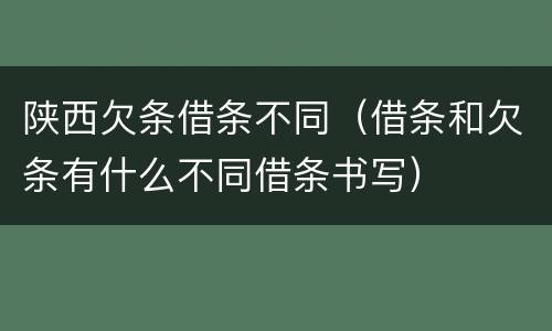 陕西欠条借条不同（借条和欠条有什么不同借条书写）