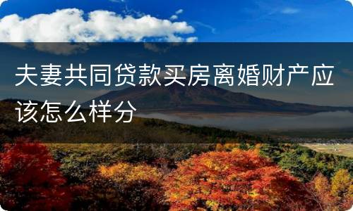 夫妻共同贷款买房离婚财产应该怎么样分