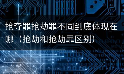 抢夺罪抢劫罪不同到底体现在哪（抢劫和抢劫罪区别）