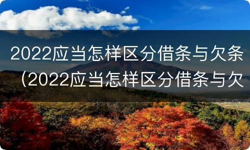 2022应当怎样区分借条与欠条（2022应当怎样区分借条与欠条呢）