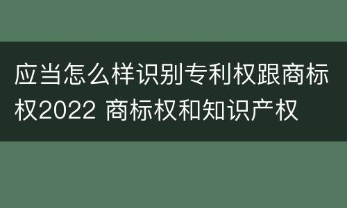 应当怎么样识别专利权跟商标权2022 商标权和知识产权