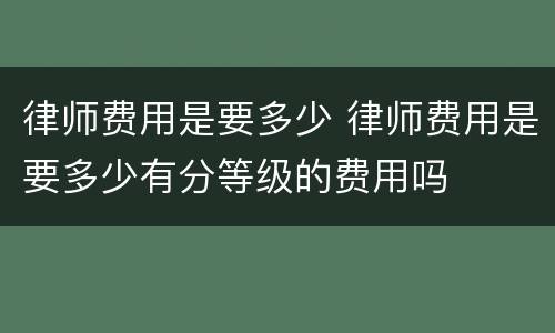 律师费用是要多少 律师费用是要多少有分等级的费用吗