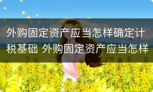 外购固定资产应当怎样确定计税基础 外购固定资产应当怎样确定计税基础