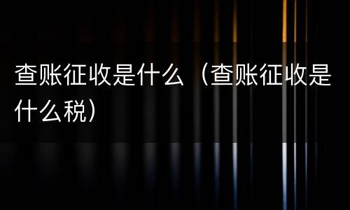 查账征收是什么（查账征收是什么税）