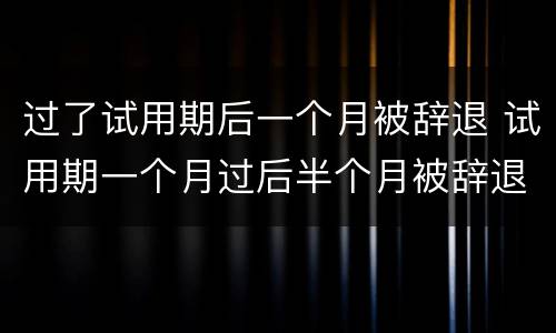 过了试用期后一个月被辞退 试用期一个月过后半个月被辞退