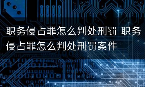 职务侵占罪怎么判处刑罚 职务侵占罪怎么判处刑罚案件