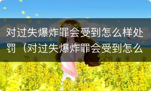 对过失爆炸罪会受到怎么样处罚（对过失爆炸罪会受到怎么样处罚呢）