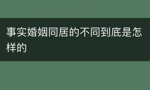 事实婚姻同居的不同到底是怎样的