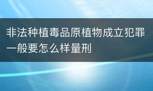 非法种植毒品原植物成立犯罪一般要怎么样量刑