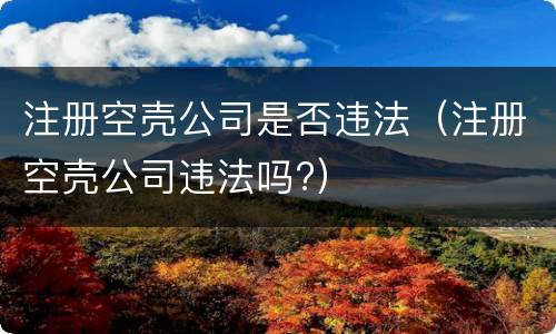 注册空壳公司是否违法（注册空壳公司违法吗?）