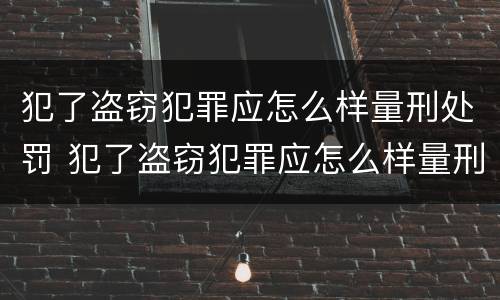 犯了盗窃犯罪应怎么样量刑处罚 犯了盗窃犯罪应怎么样量刑处罚多少钱