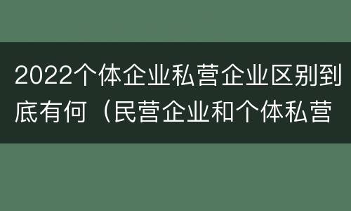 2022个体企业私营企业区别到底有何（民营企业和个体私营）