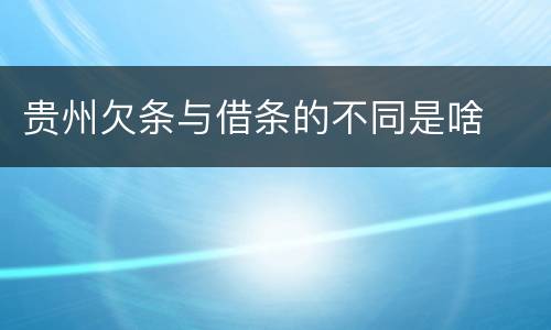 贵州欠条与借条的不同是啥