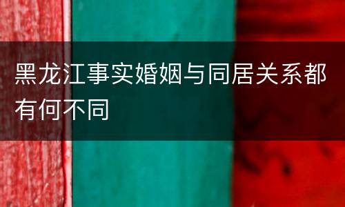 黑龙江事实婚姻与同居关系都有何不同