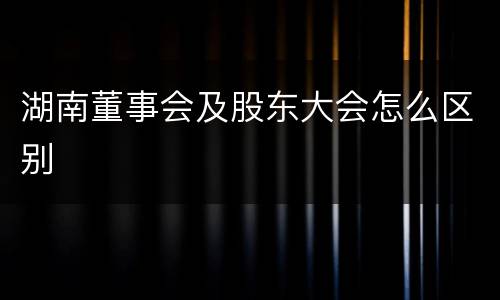 湖南董事会及股东大会怎么区别