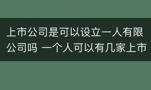 上市公司是可以设立一人有限公司吗 一个人可以有几家上市公司