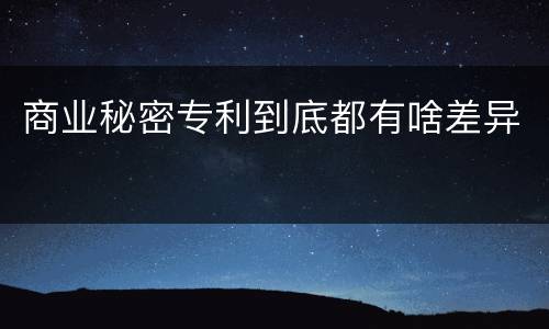 商业秘密专利到底都有啥差异