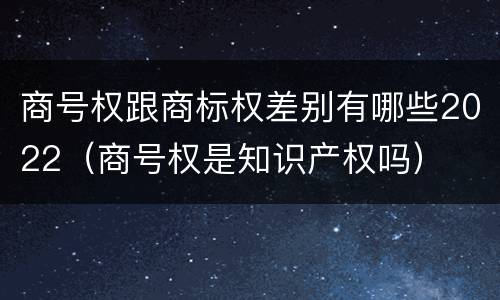商号权跟商标权差别有哪些2022（商号权是知识产权吗）