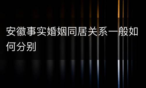 安徽事实婚姻同居关系一般如何分别