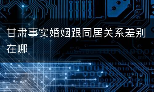 甘肃事实婚姻跟同居关系差别在哪