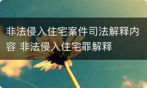 非法侵入住宅案件司法解释内容 非法侵入住宅罪解释