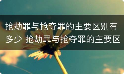 抢劫罪与抢夺罪的主要区别有多少 抢劫罪与抢夺罪的主要区别有多少个