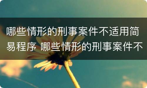 哪些情形的刑事案件不适用简易程序 哪些情形的刑事案件不适用简易程序审理