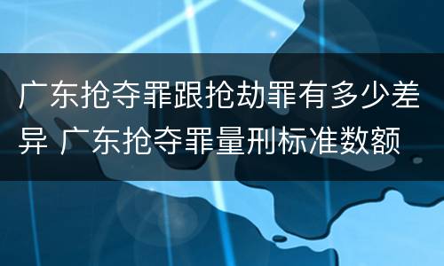 广东抢夺罪跟抢劫罪有多少差异 广东抢夺罪量刑标准数额