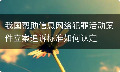 我国帮助信息网络犯罪活动案件立案追诉标准如何认定