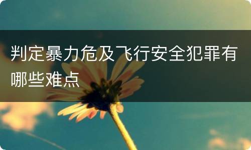 判定暴力危及飞行安全犯罪有哪些难点