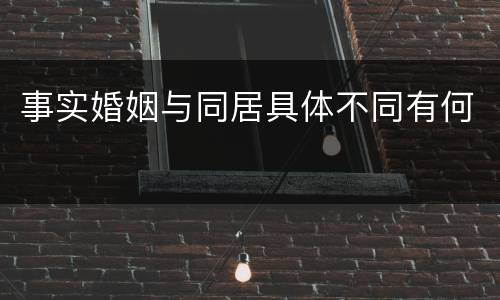事实婚姻与同居具体不同有何