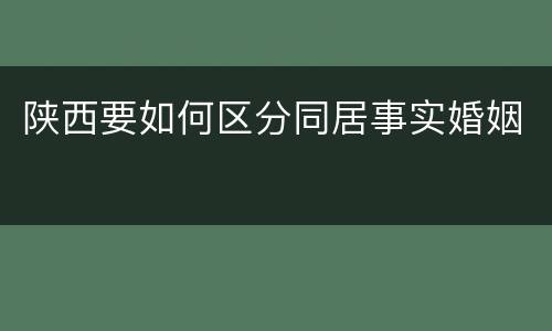 陕西要如何区分同居事实婚姻
