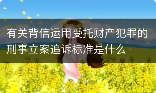 有关背信运用受托财产犯罪的刑事立案追诉标准是什么