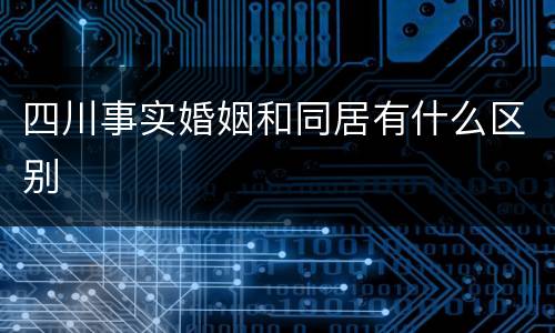 四川事实婚姻和同居有什么区别