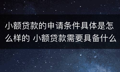 小额贷款的申请条件具体是怎么样的 小额贷款需要具备什么条件?