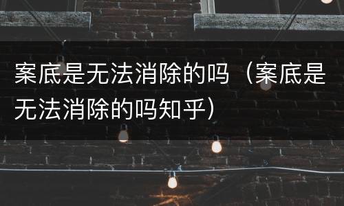 案底是无法消除的吗（案底是无法消除的吗知乎）