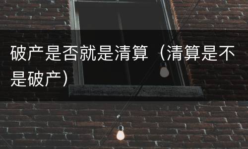 破产是否就是清算（清算是不是破产）