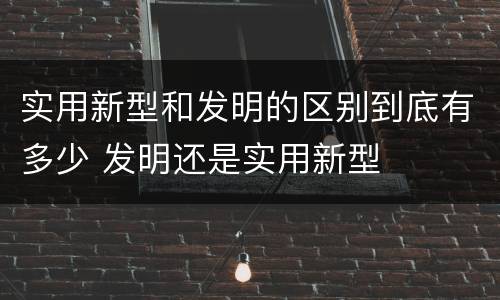 实用新型和发明的区别到底有多少 发明还是实用新型