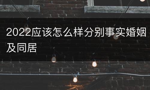 2022应该怎么样分别事实婚姻及同居