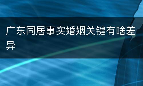 广东同居事实婚姻关键有啥差异