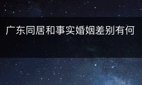 广东同居和事实婚姻差别有何
