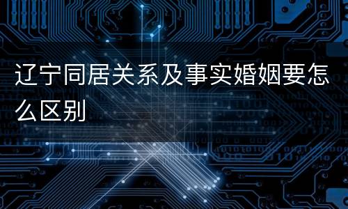 辽宁同居关系及事实婚姻要怎么区别