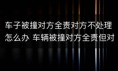 车子被撞对方全责对方不处理怎么办 车辆被撞对方全责但对方不赔怎么办